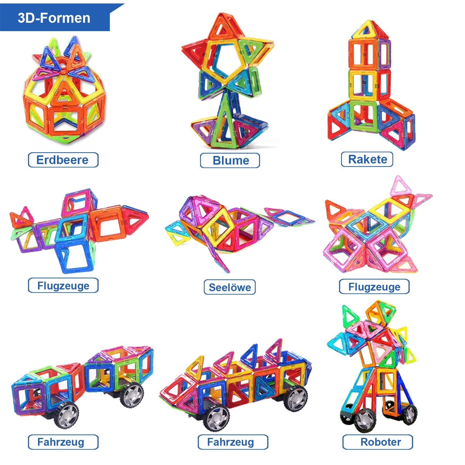 JauniQ Costruzioni Magnetiche Blocchi, Set STEM Montessori Costruisci JauniQ Costruzioni Magnetiche Blocchi, Set STEM Montessori Costruisci