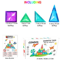 Carica l&#39;immagine nel visualizzatore di Gallery, Condis Magnetic Building Tiles for Kids 30 pcs, Magnetic Blocks Set Construction STEM Magnets Toys for Children Boys and Girls Age 3 4 5 6 7 Year Old - Condistoys
